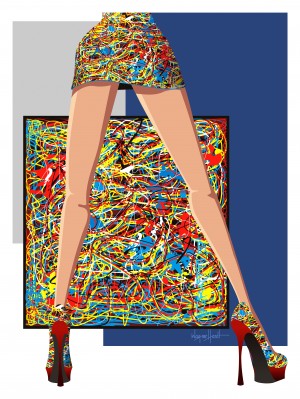 Fashion Girl and Abstract Art